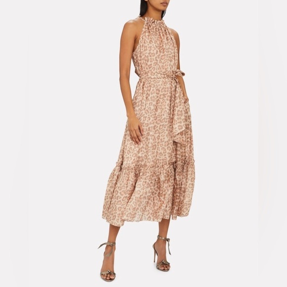 🔥 🆕 ZIMMERMAN Kirra Tie Shoulder
Maxi Leopard Dress 100% SILK US Size 4 - Picture 3 of 16